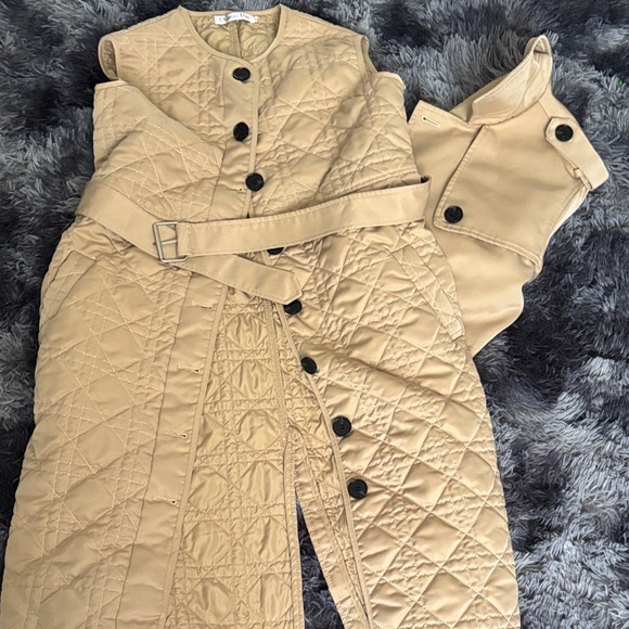 Source Unknown Pants - Source Unknown Beige Quilted Jumpsuit